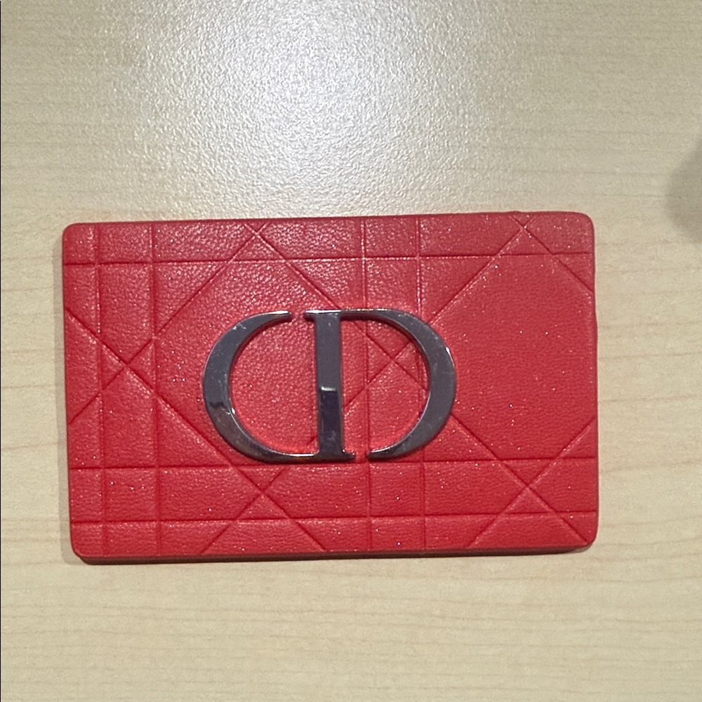 Dior Red Quilted Mirror with Silver CD Emblem